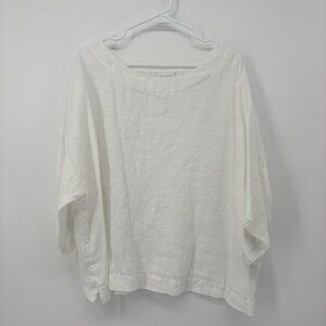 Pure J.Jill 100% Linen Tunic‎ Top 3/4 Sleeve White Womens Size Large Beach